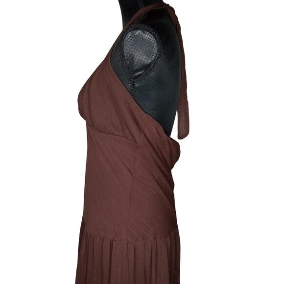 Jonathan Martin Studio Brown Drop Waist Halter Dress - 10 - Picture 4 of 7